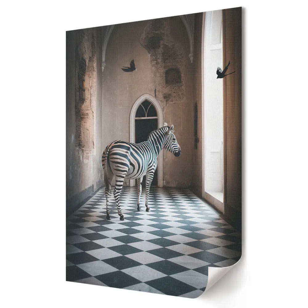Zebra a titokzatos belső térben faliposzter