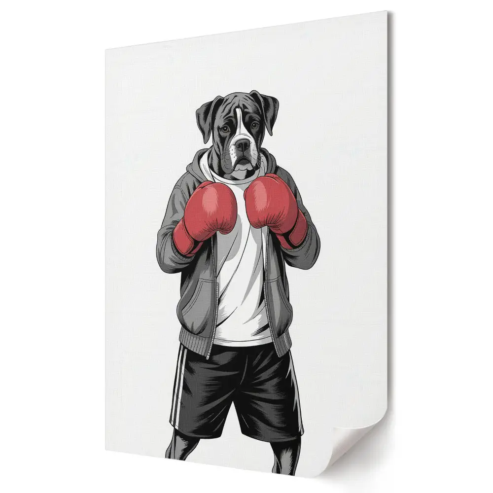 Boxer kutya bokszkesztyűben plakát