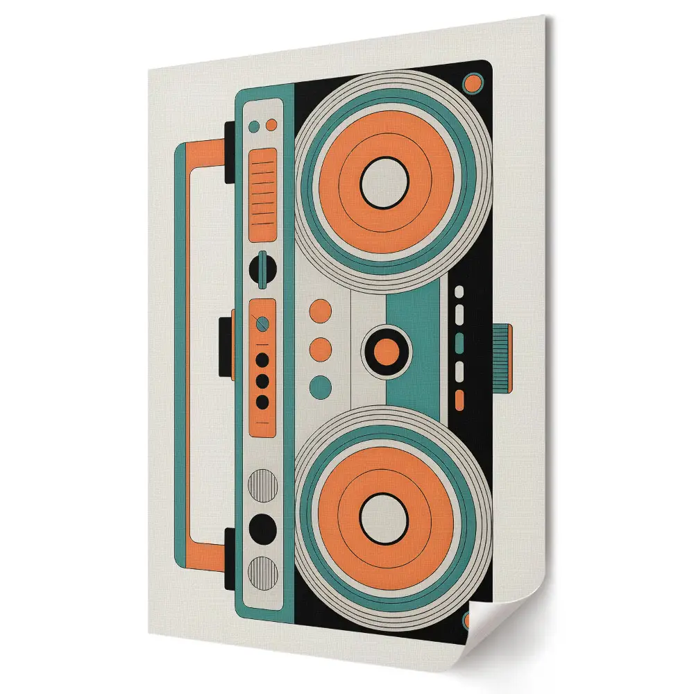 Retro stílusú 80-as évekbeli boombox fali poszter