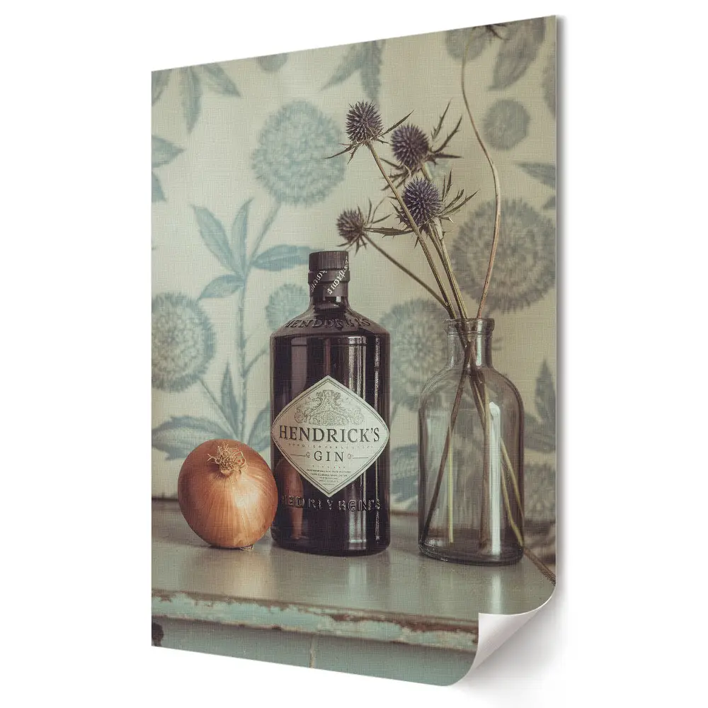A gin eleganciája hagymával és virágokkal fali poszter