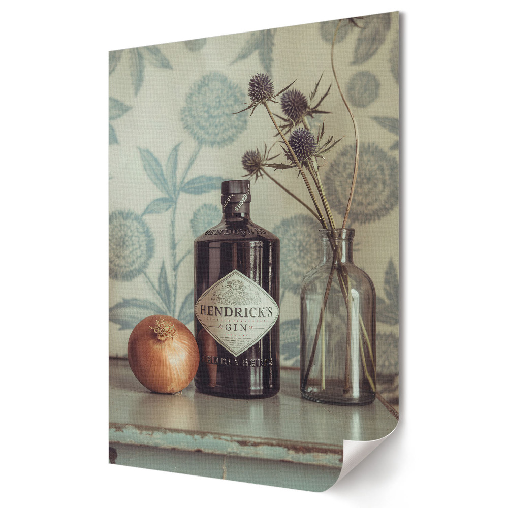 Fali poszter A gin eleganciája hagymával és virágokkal