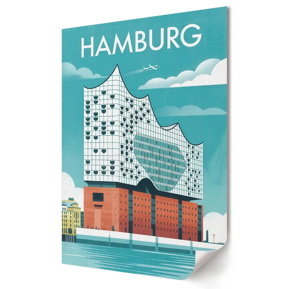 Hamburg modern építészete illusztrált plakát nyomtatás