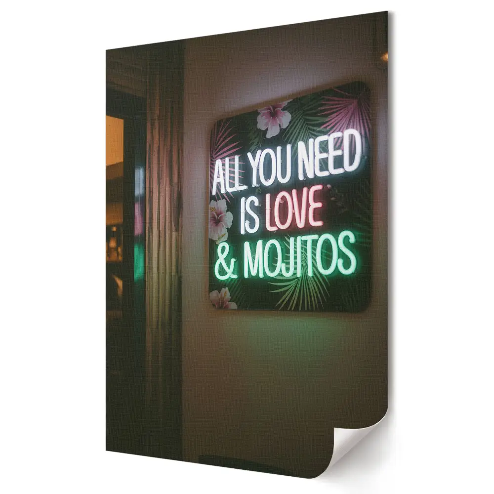 Szerelem és mojito neonfényben fali poszter