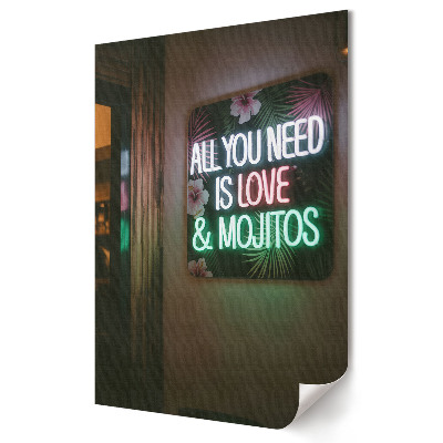 Fali poszter Szerelem és mojito neonfényben