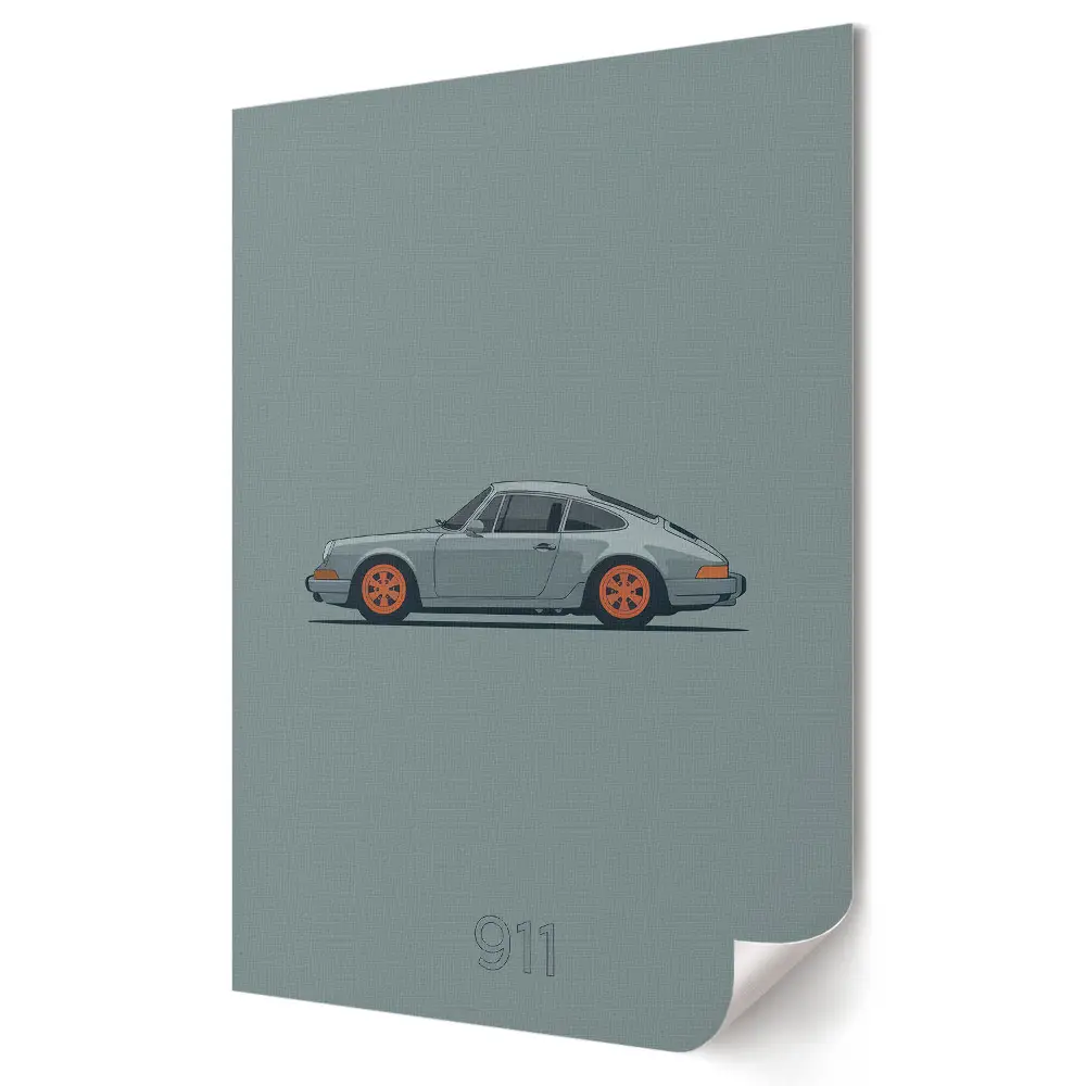 Stílusos Porsche 911 fali poszter minimalista dizájnnal