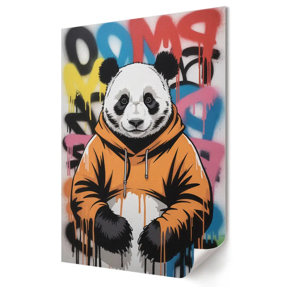 Stílusos panda városi hangulatú faliposzter