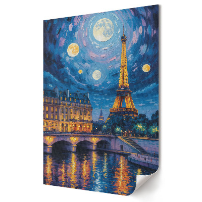 Párizs éjszakai fényei az Eiffel-toronynál falikép