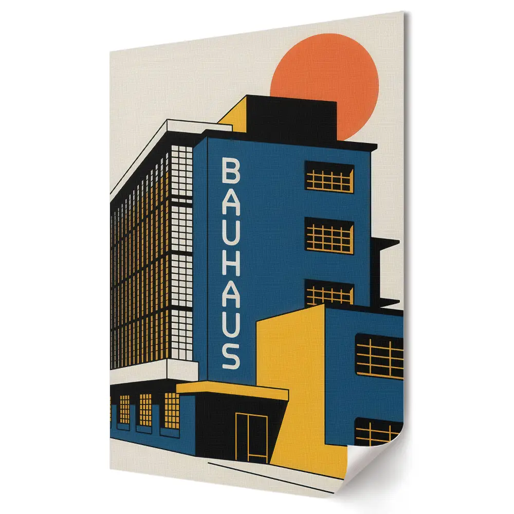 Bauhaus stílusú poszter a modern építészet ikonja