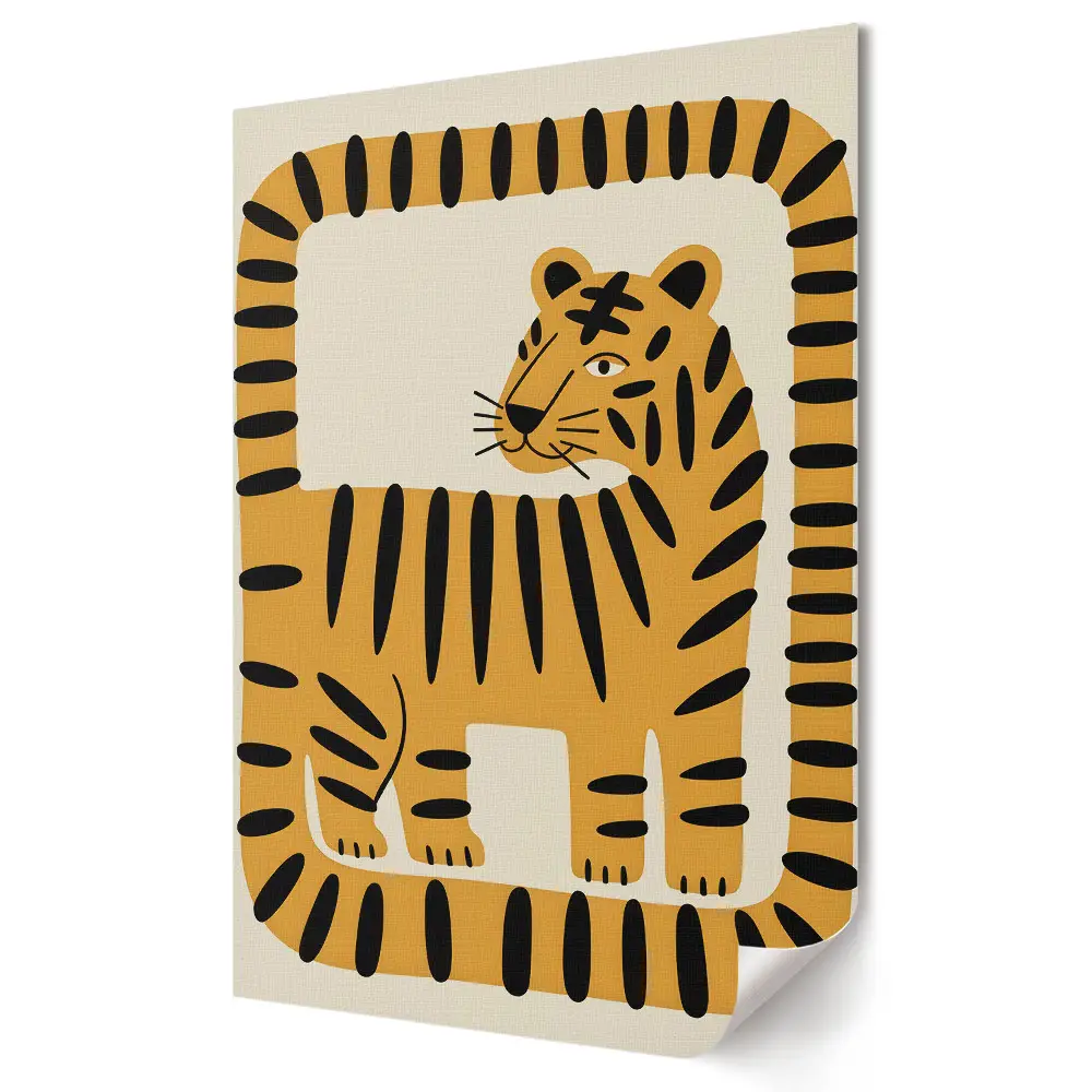 Stilizált geometrikus tigris mintás poszter