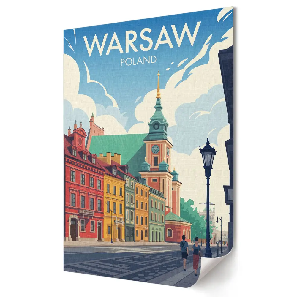 Varsó színes városkép poszter