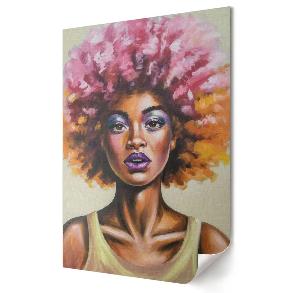 Színes afro frizurás portré plakát nyomtatás