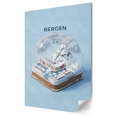 Bergen téli táj hógömbben faliposzter