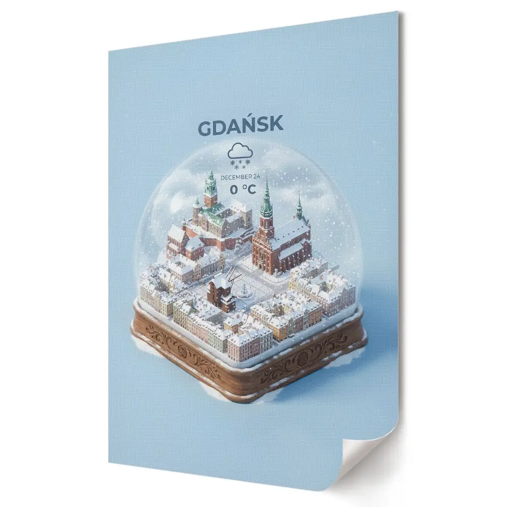 Gdańsk téli varázsa üveggömbben plakát