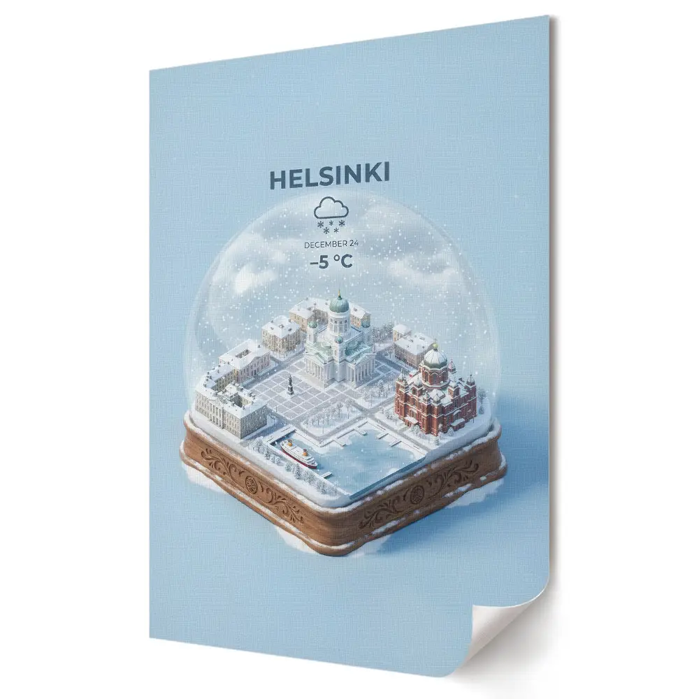 Helsinki téli varázsa üveggömbben plakát