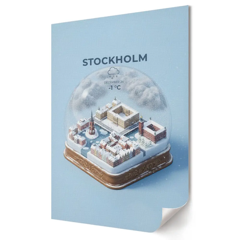 Stockholm téli varázsa üvegben plakát