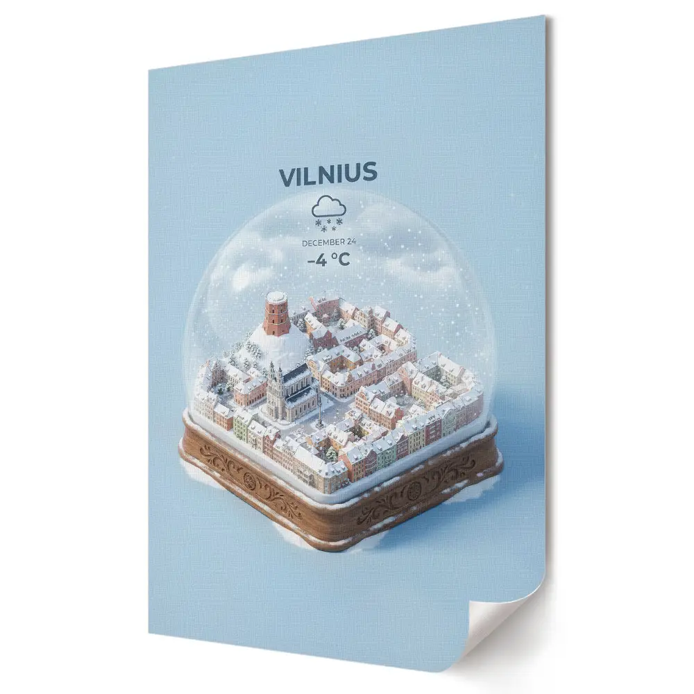 Vilnius téli tája üveggömbben plakát