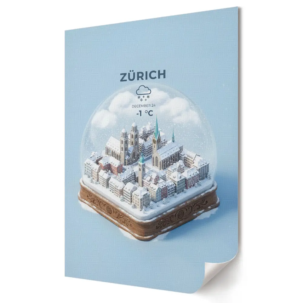 Zürich téli tája gömb alakú művészi plakát