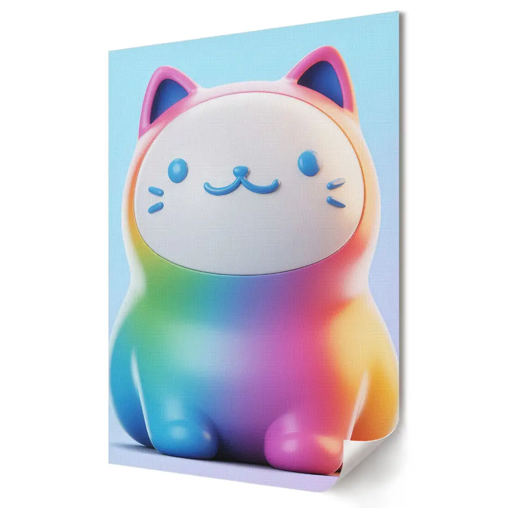Színes kawaii cica mintás plakát