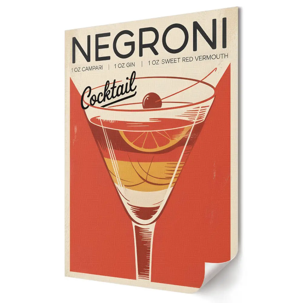 Klasszikus retró Negroni koktél fali poszter