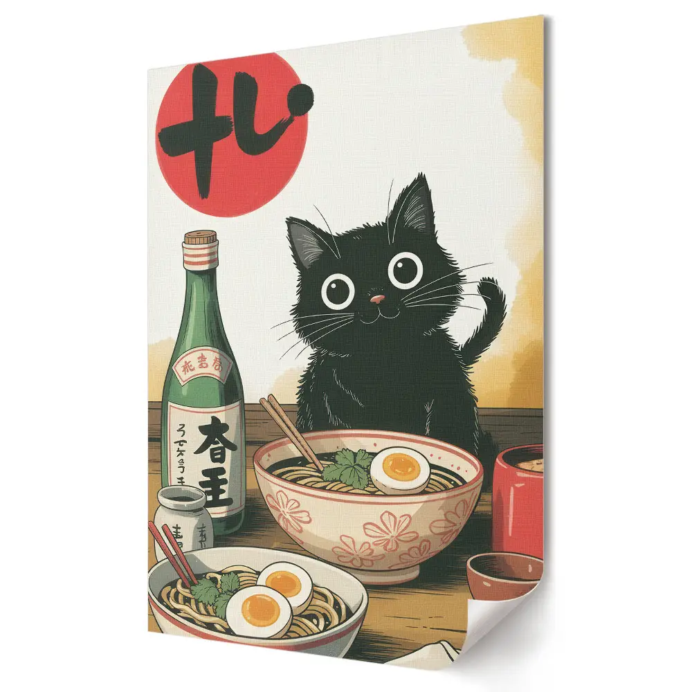 Japán stílusú macskalakoma fali poszter