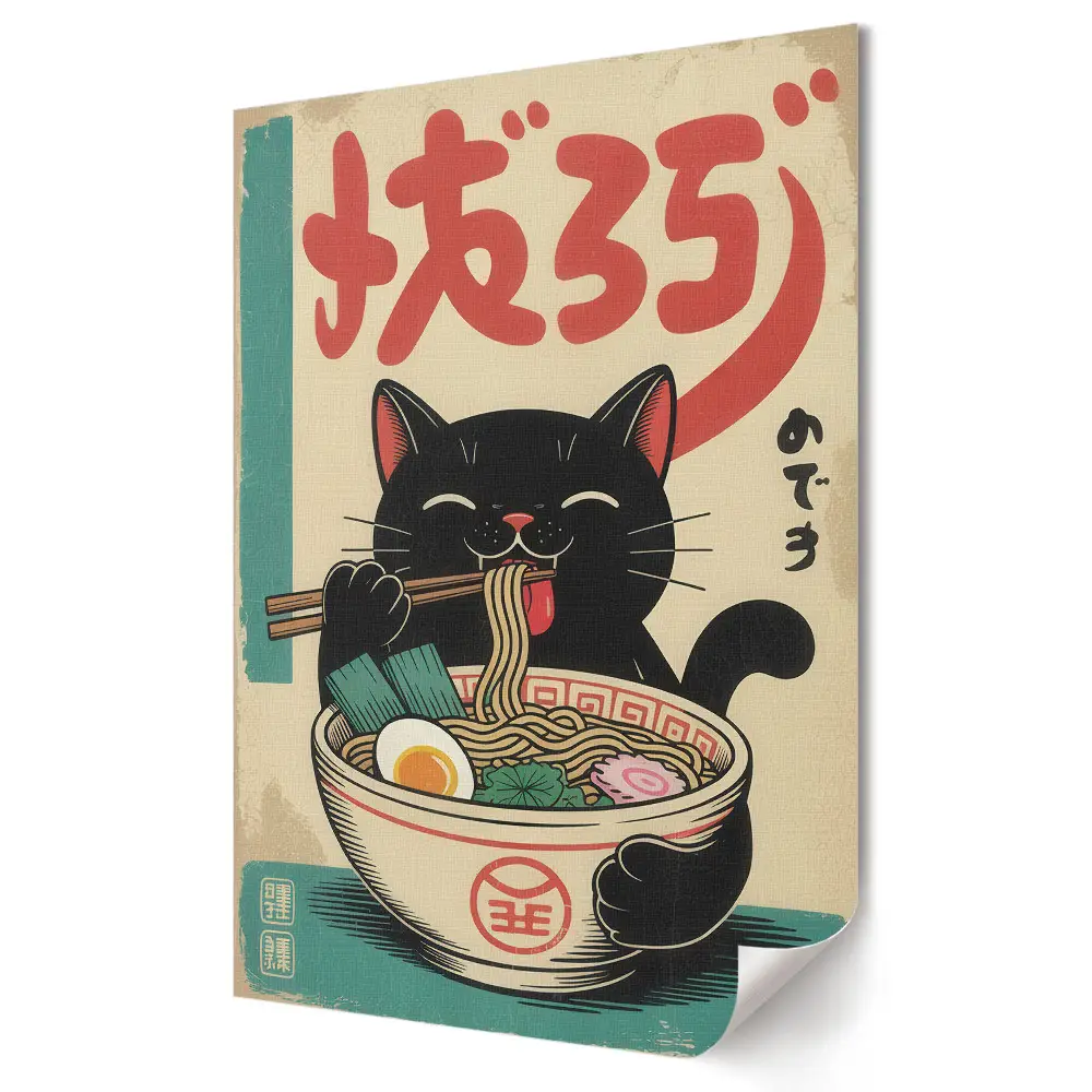 Boldog ramen macska Japánban plakát