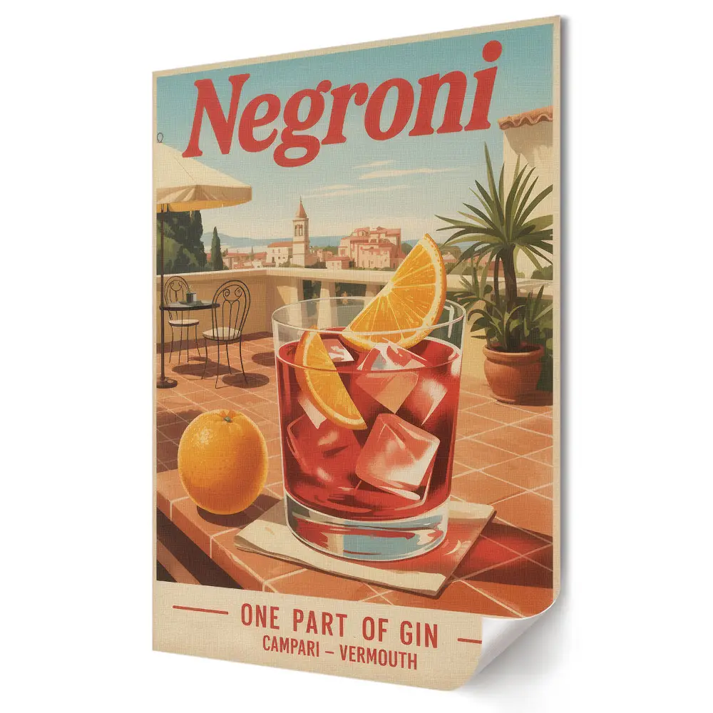 Klasszikus Negroni poszter napsütéses környezetben