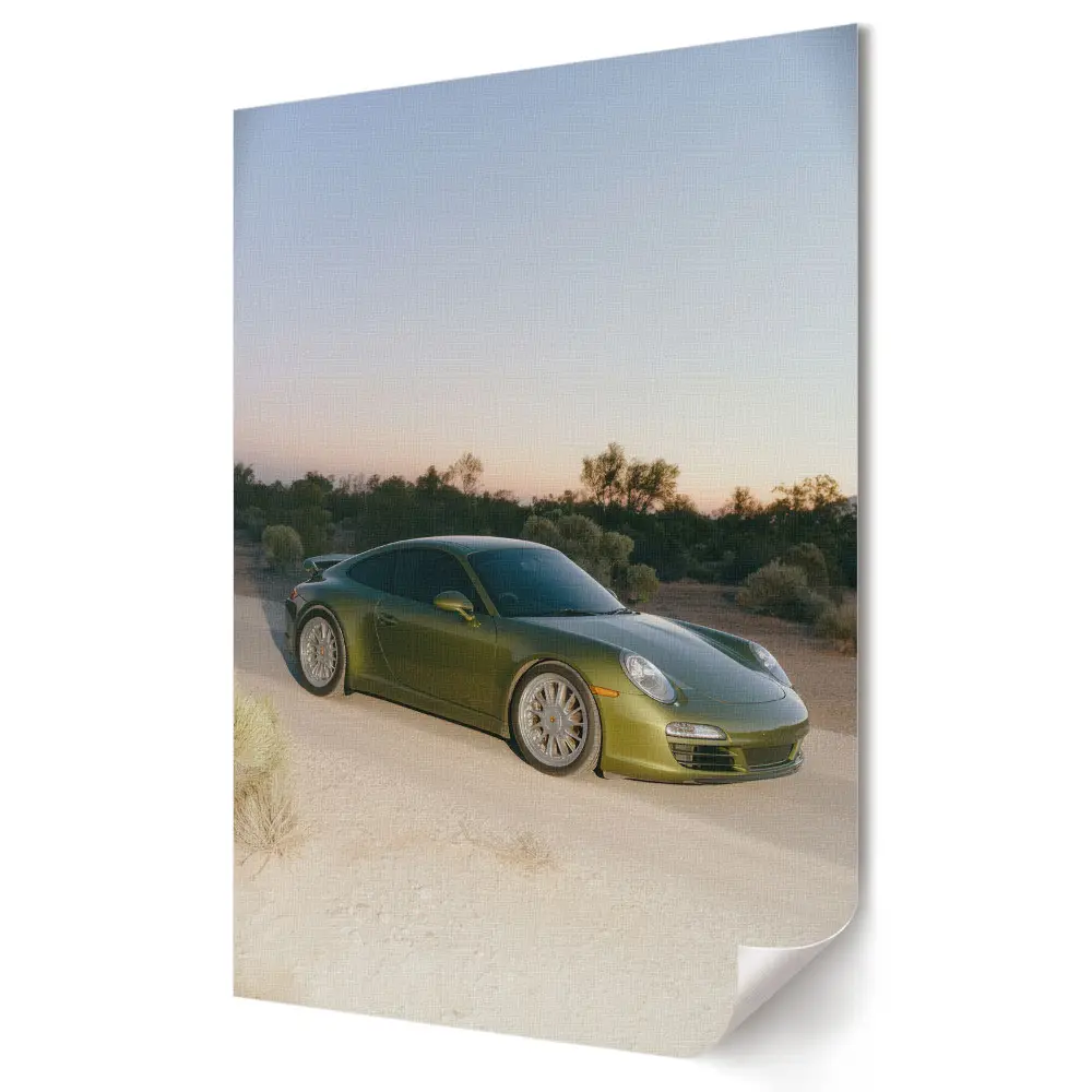 Zöld Porsche poszter sivatagi háttérrel