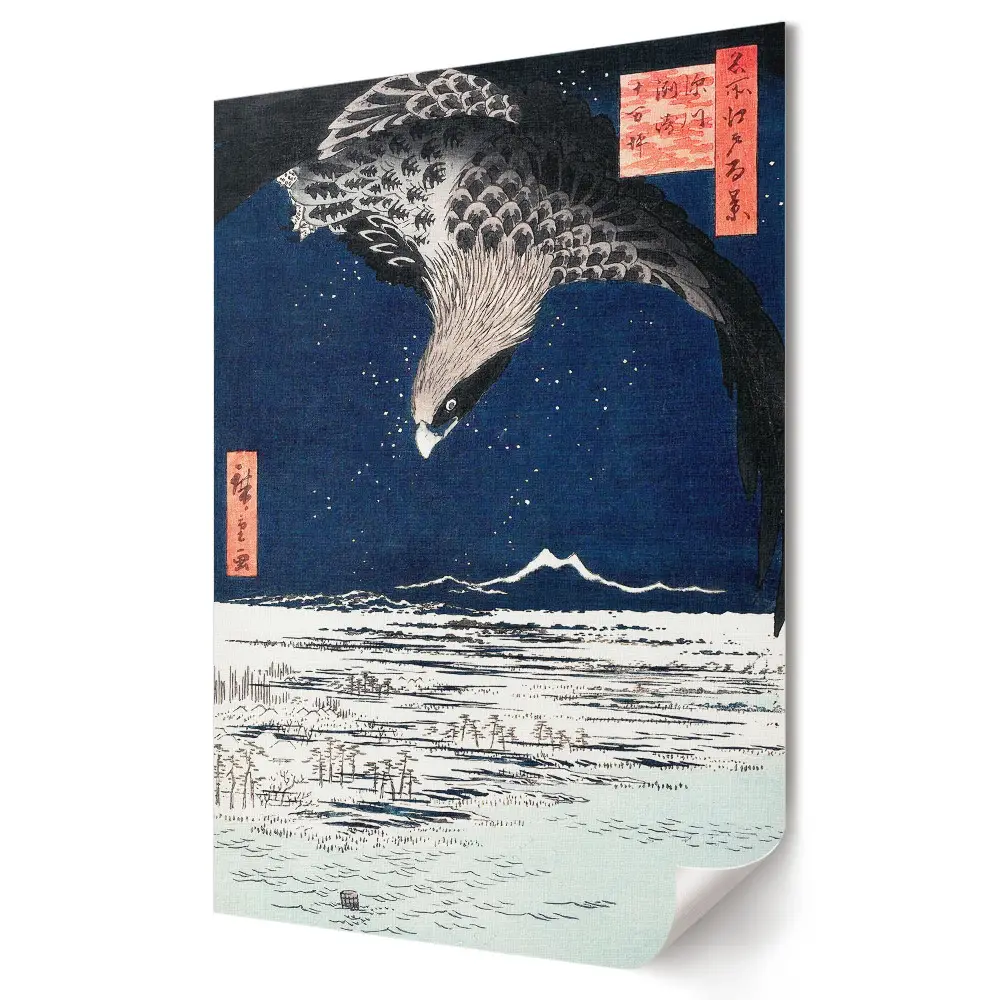Plakát nyomtatás: Japán éjszakai táj sassal