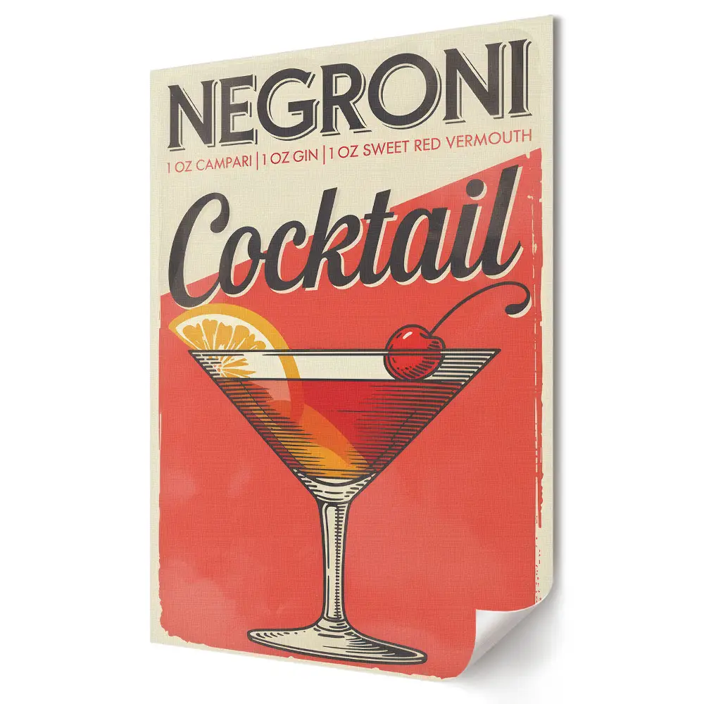 Klasszikus retró Negroni koktél fali poszter