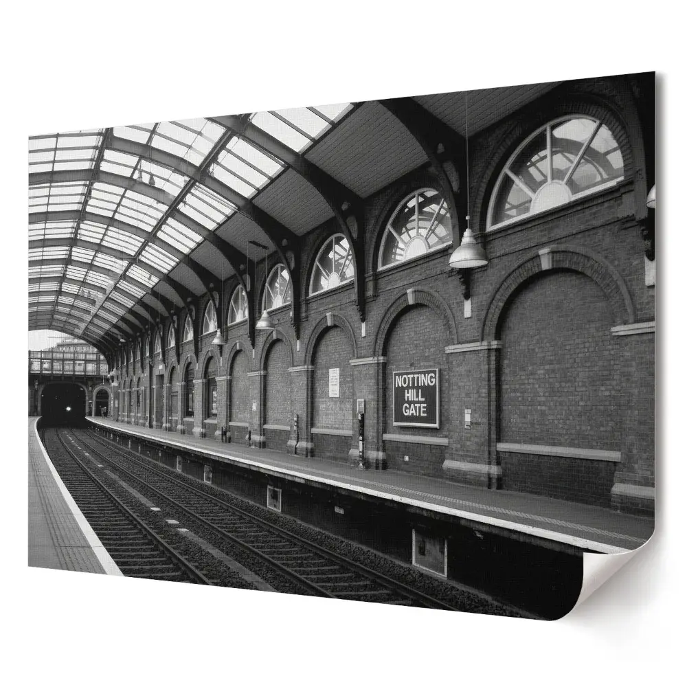 Notting Hill Gate metróállomás fekete-fehér retro poszter