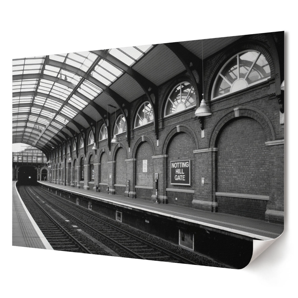 Retro poszter Notting Hill Gate metróállomás fekete-fehérben