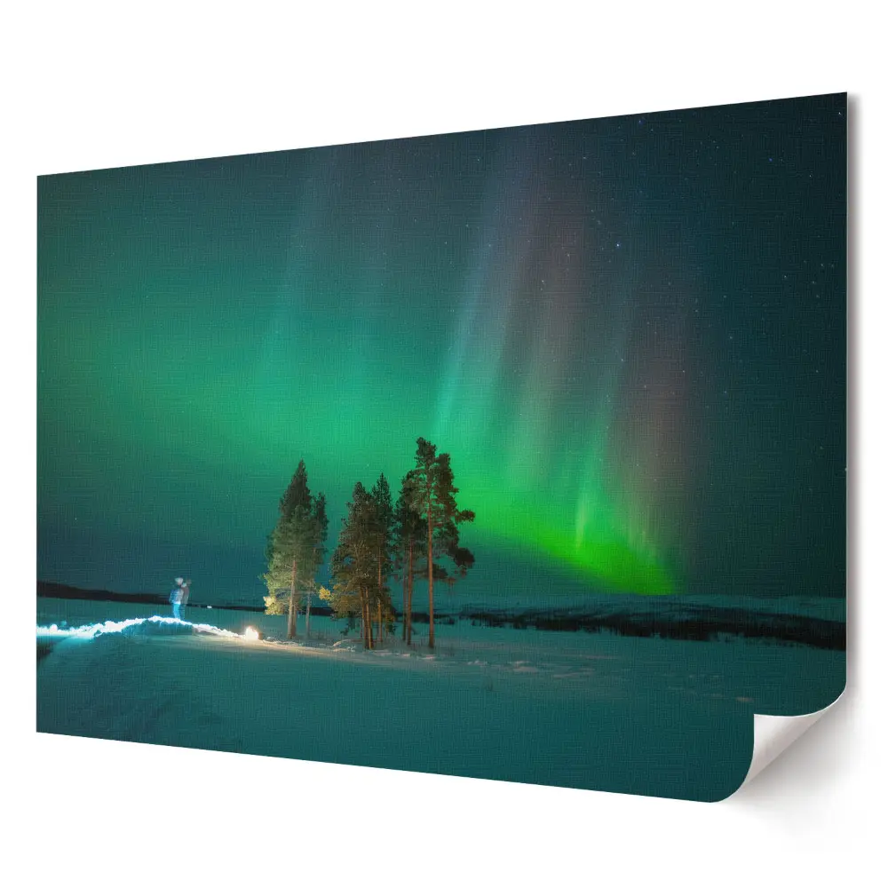 Aurora Borealis téli táj feletti fali poszter