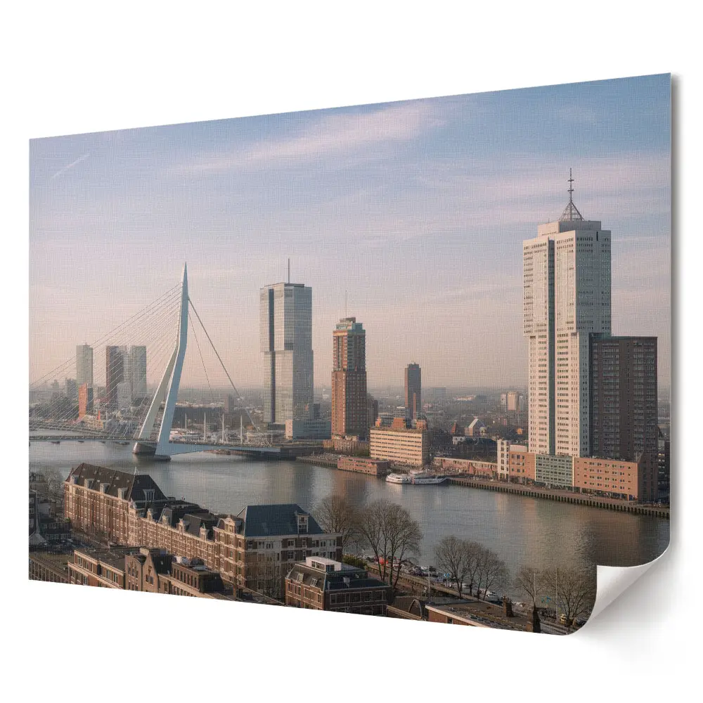 Rotterdam látképe napfelkeltekor plakát