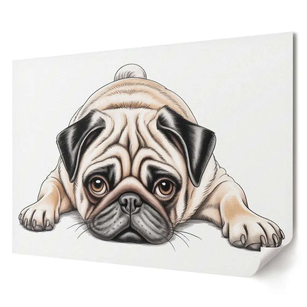 Szomorú bulldog retro stílusú művészi poszter