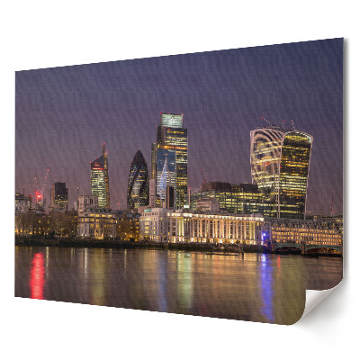 Plakát London éjszakai panorámája a Temze folyóval
