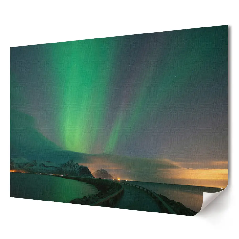 Aurora Borealis festői táj felett fali poszter