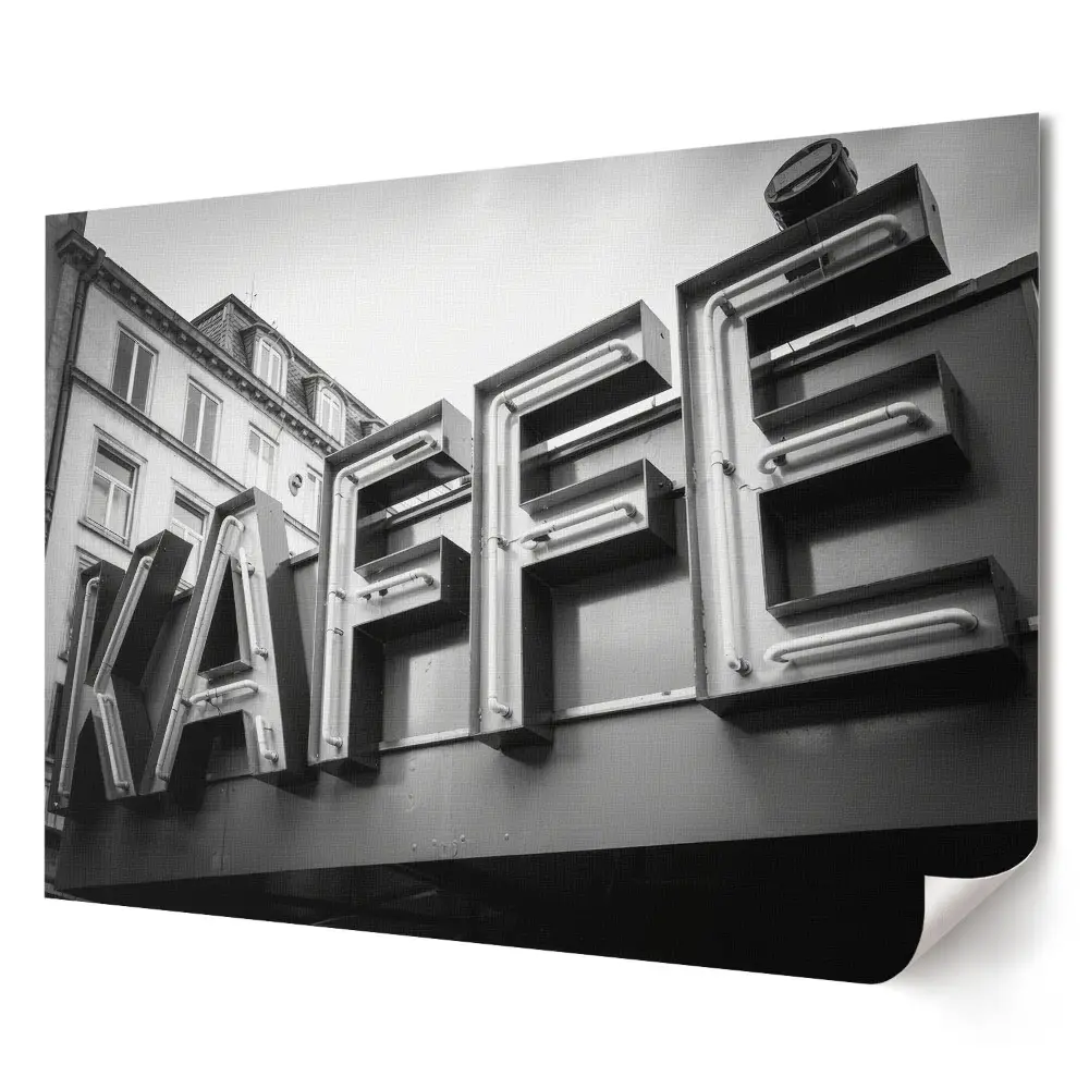 Retro stílusú fekete-fehér kávézós poszter