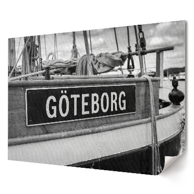 Retro poszter Egy hajó Göteborg kikötőjében