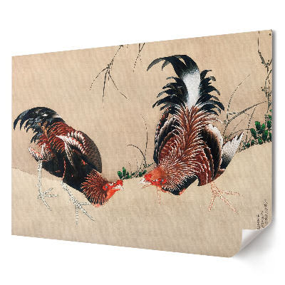 Hagyományos japán stílusú csirkés fali poszter