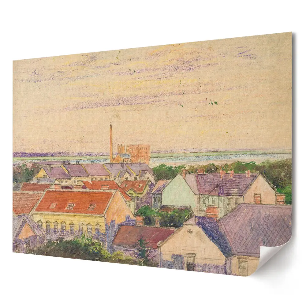 Kilátás a városra alkonyatkor faliposzter