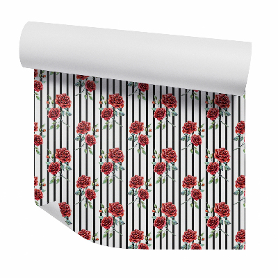 Zidna tapeta Sűrű gyönyörű rózsák a csíkokon