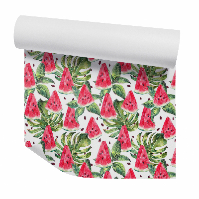 Öntapadós tapéta falra Görögdinnye a monstera levelek között