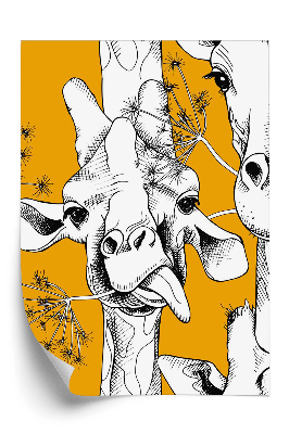 Tapéta Zsiráfok narancssárga alapon