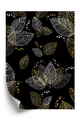 Tapéta Fehér és arany levelek