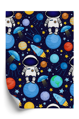 Öntapadós tapéta Varrat nélküli mintát űrhajósok rakéta bolygók csillagok