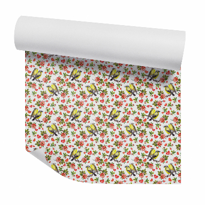 Fotótapéta falra Sárga madarak párban a szívek között