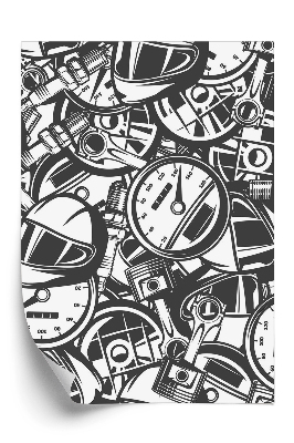 Öntapadó tapéta Varrat nélküli mintát autóalkatrészekkel