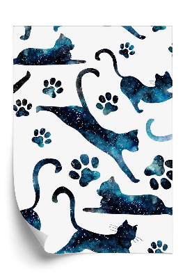 Öntapadós tapéta Minta kiscicákkal mancsnyomatokkal