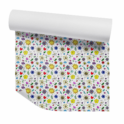 Öntapadós tapéta falra Rajzolt réti virágok növények