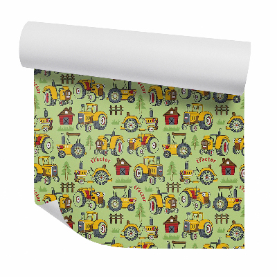 Modern tapéta Vicces falusi traktorok gyerekeknek